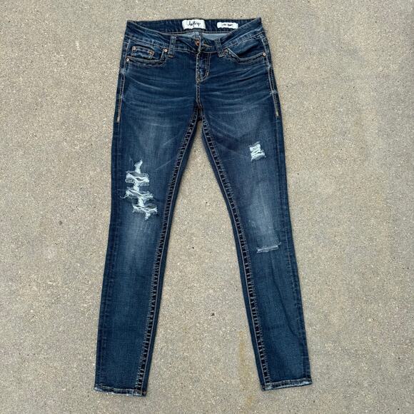 Daytrip Lynx Skinny Jeans Distressed Front Stretch 26R - Picture 2 of 9